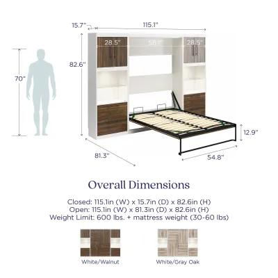 Pinnacle Murphy Bed with 2 Side Cabinets & Touch Sensor LED Lighting