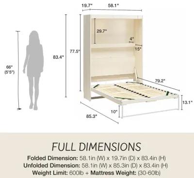 Greenwich Murphy Bed with Gallery Shelf and Touch Sensor LED Lighting