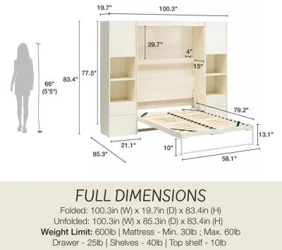 Greenwich Murphy Bed with 2 Wardrobe Side Cabinets