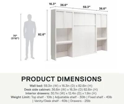 Paramount Murphy Bed with 2 Vanity/Desk Side Cabinets