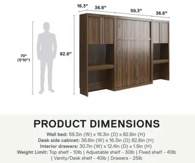 Paramount Murphy Bed with 2 Vanity/Desk Side Cabinets