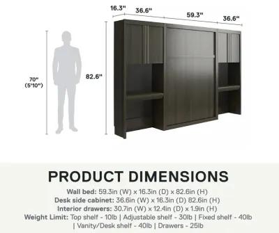 Paramount Murphy Bed with 2 Vanity/Desk Side Cabinets