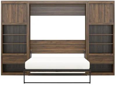 Paramount Murphy Bed with 2 Bedside Bookcase Cabinets & Slide-Out Nightstands