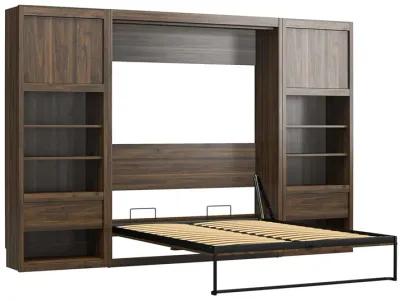 Paramount Murphy Bed with 2 Bedside Bookcase Cabinets & Slide-Out Nightstands