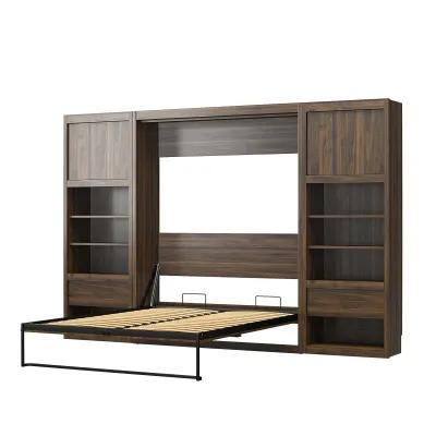 Paramount Murphy Bed with 2 Bedside Bookcase Cabinets & Slide-Out Nightstands