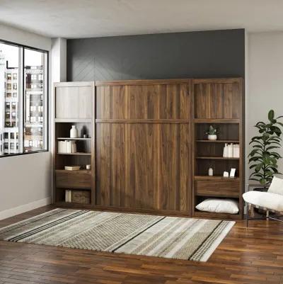 Paramount Murphy Bed with 2 Bedside Bookcase Cabinets & Slide-Out Nightstands