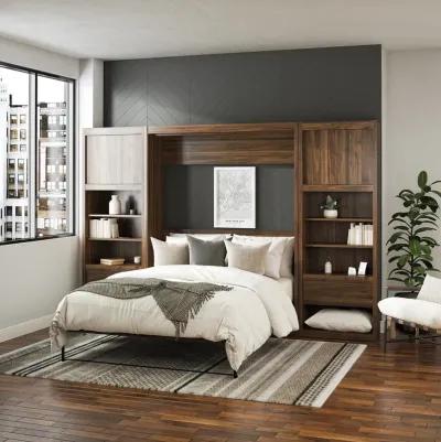 Paramount Murphy Bed with 2 Bedside Bookcase Cabinets & Slide-Out Nightstands