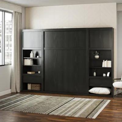 Paramount Murphy Bed with 2 Bedside Bookcase Cabinets & Slide-Out Nightstands