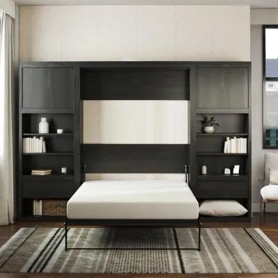 Paramount Murphy Bed with 2 Bedside Bookcase Cabinets & Slide-Out Nightstands