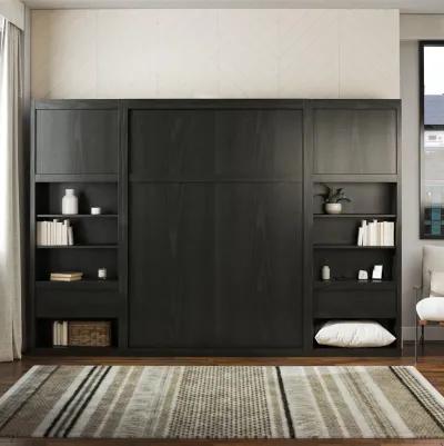 Paramount Murphy Bed with 2 Bedside Bookcase Cabinets & Slide-Out Nightstands