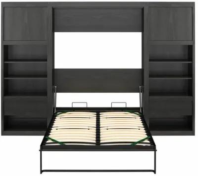 Paramount Murphy Bed with 2 Bedside Bookcase Cabinets & Slide-Out Nightstands