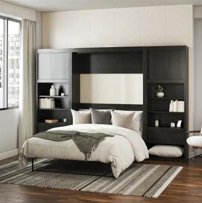 Paramount Murphy Bed with 2 Bedside Bookcase Cabinets & Slide-Out Nightstands