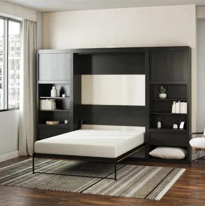 Paramount Murphy Bed with 2 Bedside Bookcase Cabinets & Slide-Out Nightstands