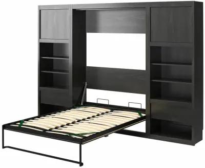 Paramount Murphy Bed with 2 Bedside Bookcase Cabinets & Slide-Out Nightstands