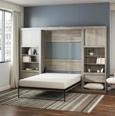 Paramount Murphy Bed with 2 Bedside Bookcase Cabinets & Slide-Out Nightstands