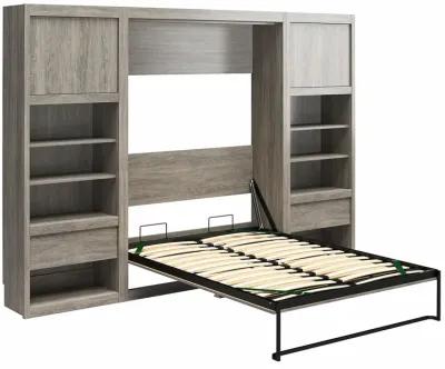 Paramount Murphy Bed with 2 Bedside Bookcase Cabinets & Slide-Out Nightstands