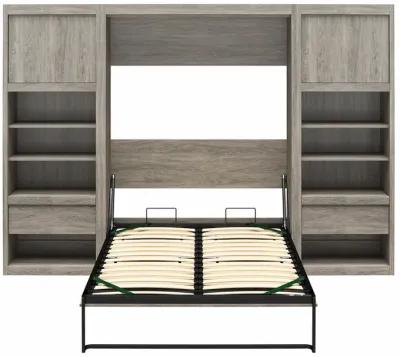 Paramount Murphy Bed with 2 Bedside Bookcase Cabinets & Slide-Out Nightstands