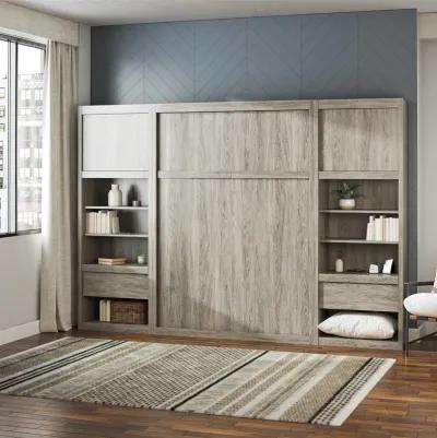 Paramount Murphy Bed with 2 Bedside Bookcase Cabinets & Slide-Out Nightstands