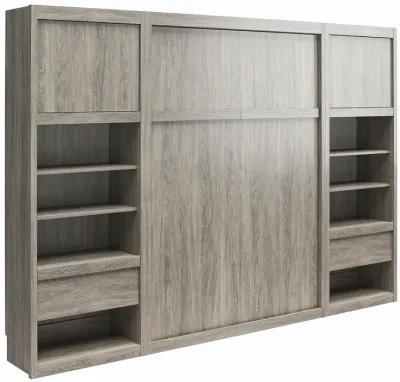 Paramount Murphy Bed with 2 Bedside Bookcase Cabinets & Slide-Out Nightstands