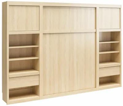 Paramount Murphy Bed with 2 Bedside Bookcase Cabinets & Slide-Out Nightstands