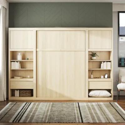 Paramount Murphy Bed with 2 Bedside Bookcase Cabinets & Slide-Out Nightstands