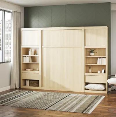 Paramount Murphy Bed with 2 Bedside Bookcase Cabinets & Slide-Out Nightstands