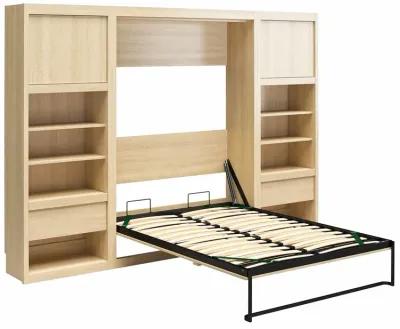 Paramount Murphy Bed with 2 Bedside Bookcase Cabinets & Slide-Out Nightstands