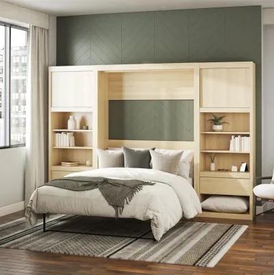 Paramount Murphy Bed with 2 Bedside Bookcase Cabinets & Slide-Out Nightstands