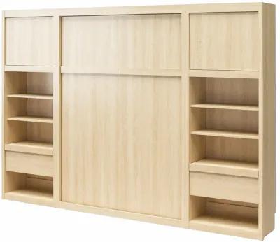 Paramount Murphy Bed with 2 Bedside Bookcase Cabinets & Slide-Out Nightstands