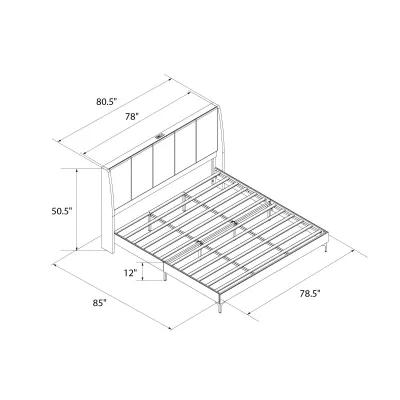 Lamora Upholstered Wingback Bed with USB Port