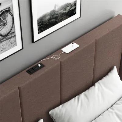 Lamora Upholstered Wingback Bed with USB Port