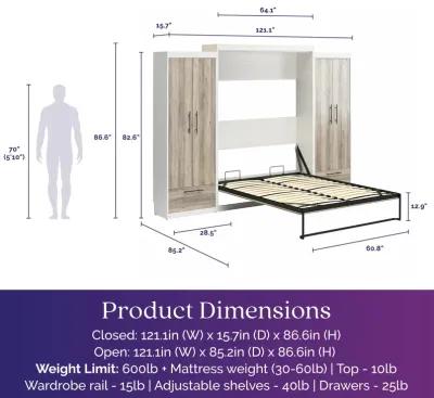 Pinnacle Wall Bed Bundle with 2 Wardrobe Side Cabinets