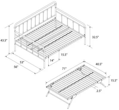 Locky Metal Daybed with Pop Up Trundle Bed