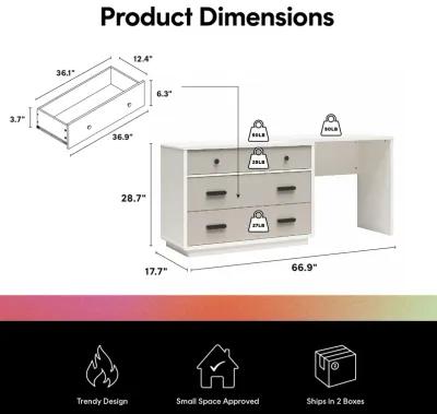 Valencia 3 Drawer Dresser and Desk Combo