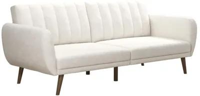 Brittany Futon with Vertical Channel Tufting and Curved Armrests