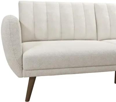 Brittany Futon with Vertical Channel Tufting and Curved Armrests