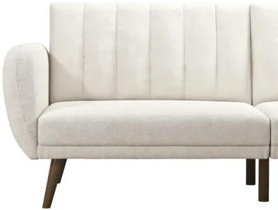 Brittany Futon with Vertical Channel Tufting and Curved Armrests