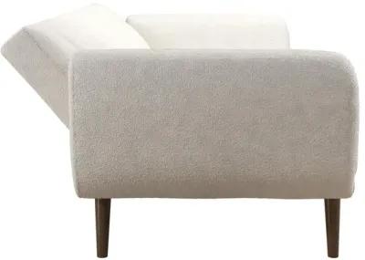 Brittany Futon with Vertical Channel Tufting and Curved Armrests