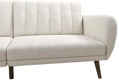 Brittany Futon with Vertical Channel Tufting and Curved Armrests