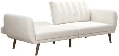 Brittany Futon with Vertical Channel Tufting and Curved Armrests