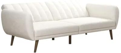 Brittany Futon with Vertical Channel Tufting and Curved Armrests