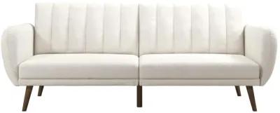 Brittany Futon with Vertical Channel Tufting and Curved Armrests