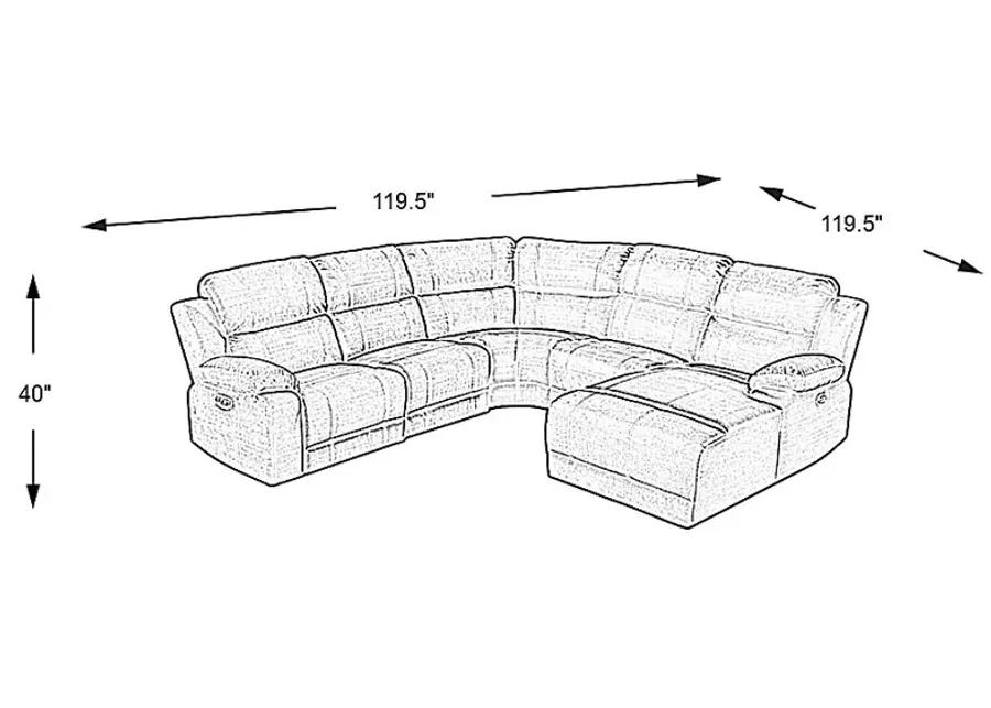 Palmer Point Blue 5 Pc Dual Power Reclining Sectional