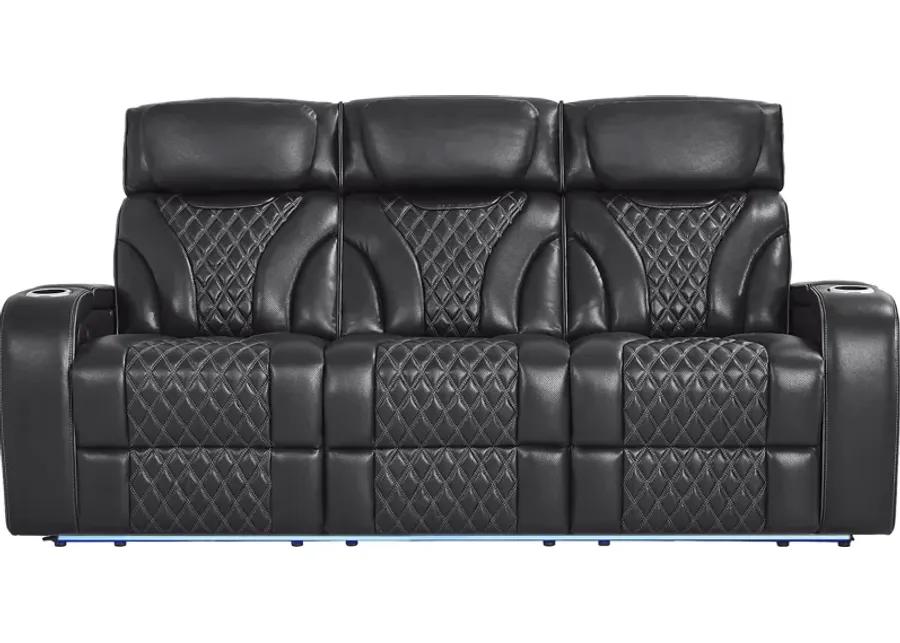 Horizon Ridge Black Leather 5 Pc Living Room with Triple Power Reclining Sofa