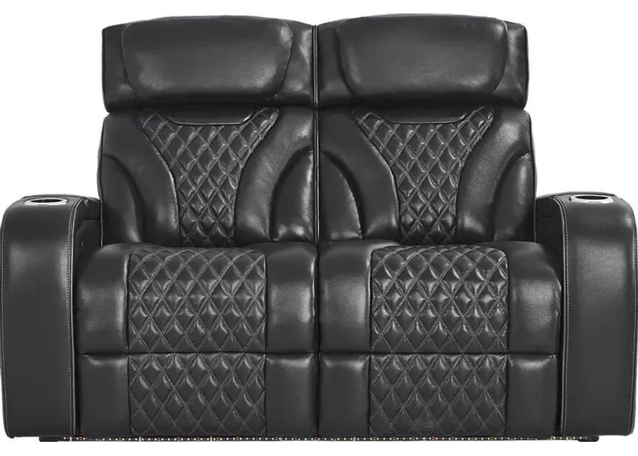 Horizon Ridge Black Leather 5 Pc Living Room with Triple Power Reclining Sofa