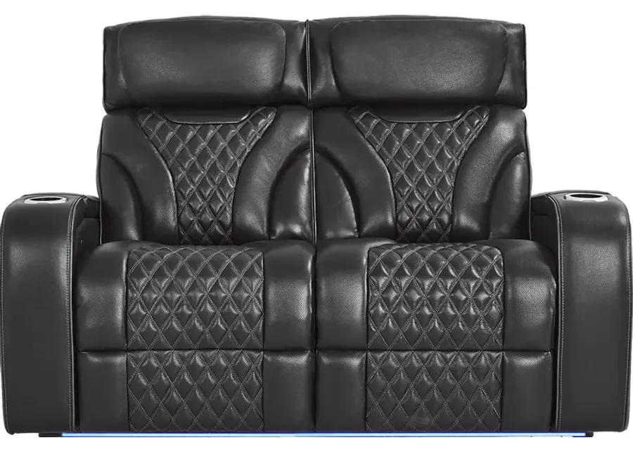 Horizon Ridge Black Leather 5 Pc Living Room with Triple Power Reclining Sofa