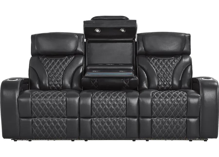 Horizon Ridge Black Leather 5 Pc Living Room with Triple Power Reclining Sofa