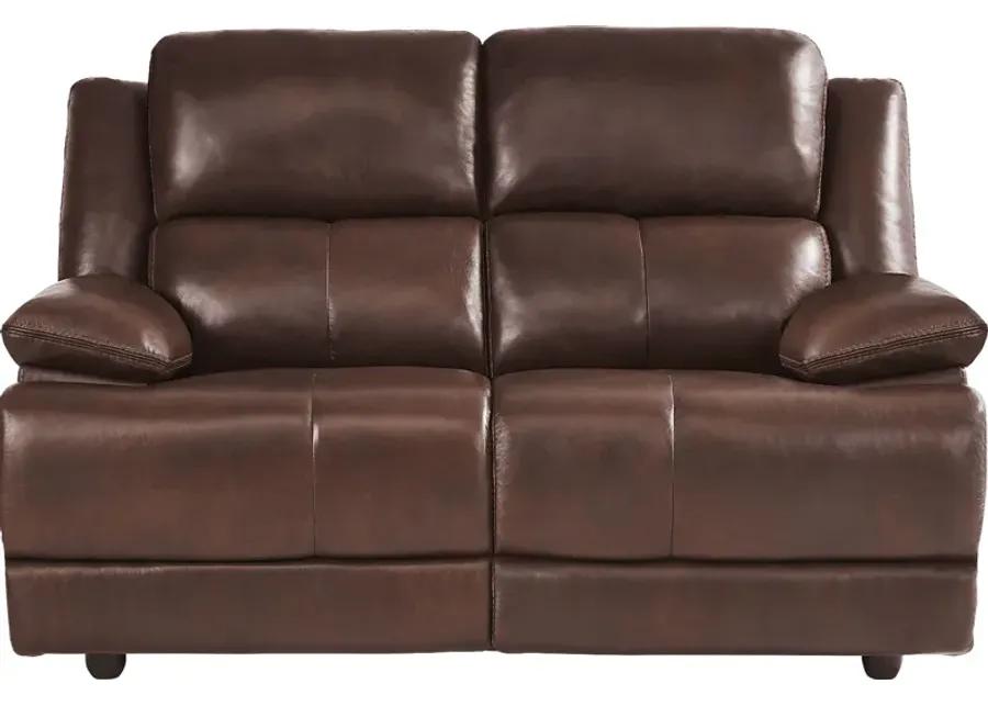 Montefano Brown Leather 5 Pc Living Room with Reclining Sofa