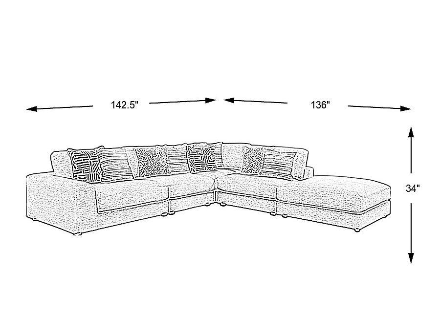 Monterey Trace White 5 Pc Sectional