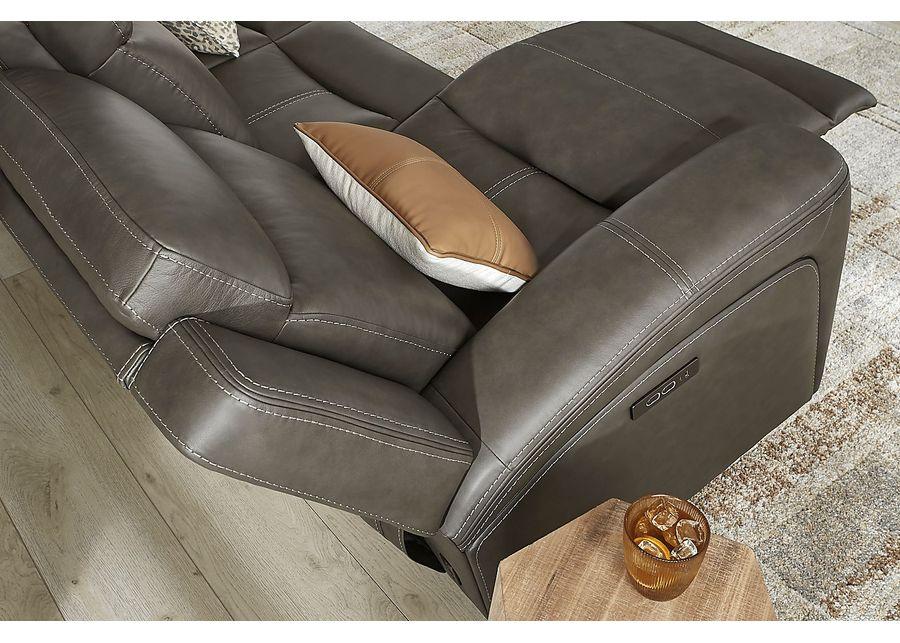 Davidson Dark Gray Leather 8 Pc Dual Power Reclining Living Room